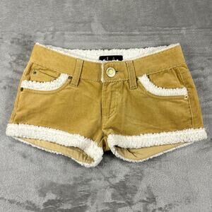 LA Trellis Corduroy Sherpa Lined Shorts Womens Small Tan Low Rise